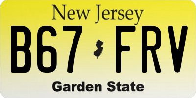 NJ license plate B67FRV