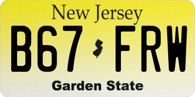 NJ license plate B67FRW