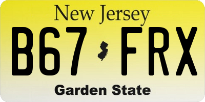 NJ license plate B67FRX