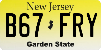 NJ license plate B67FRY