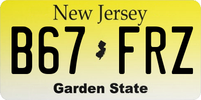 NJ license plate B67FRZ