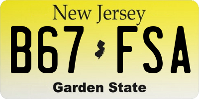 NJ license plate B67FSA