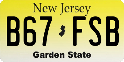 NJ license plate B67FSB