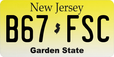 NJ license plate B67FSC