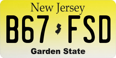 NJ license plate B67FSD
