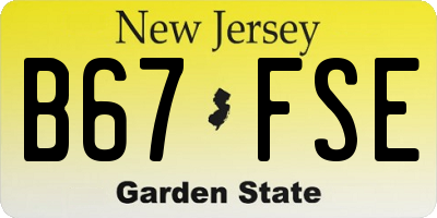 NJ license plate B67FSE
