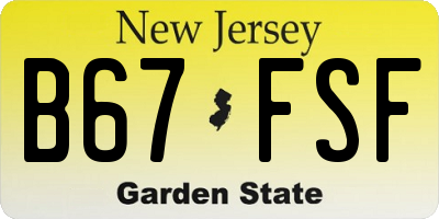NJ license plate B67FSF