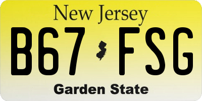 NJ license plate B67FSG