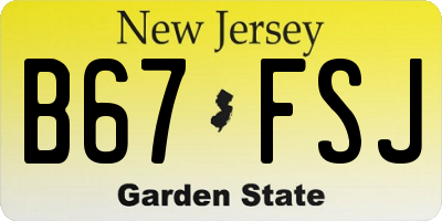 NJ license plate B67FSJ