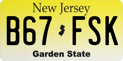 NJ license plate B67FSK