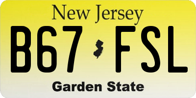 NJ license plate B67FSL