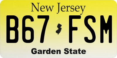 NJ license plate B67FSM