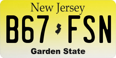 NJ license plate B67FSN