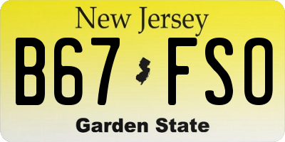 NJ license plate B67FSO