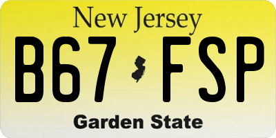 NJ license plate B67FSP
