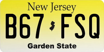 NJ license plate B67FSQ