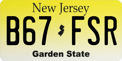 NJ license plate B67FSR