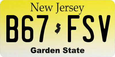 NJ license plate B67FSV