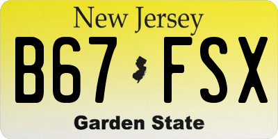 NJ license plate B67FSX