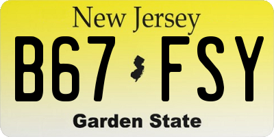 NJ license plate B67FSY