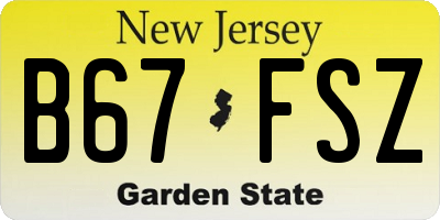 NJ license plate B67FSZ