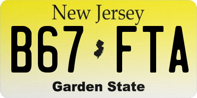 NJ license plate B67FTA