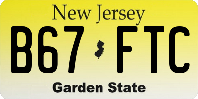 NJ license plate B67FTC