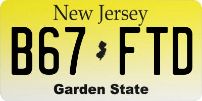 NJ license plate B67FTD