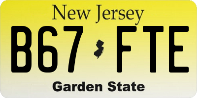 NJ license plate B67FTE