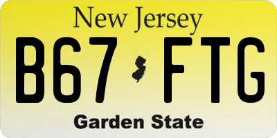 NJ license plate B67FTG