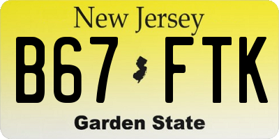 NJ license plate B67FTK