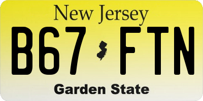 NJ license plate B67FTN