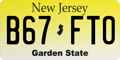 NJ license plate B67FTO