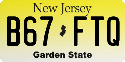 NJ license plate B67FTQ
