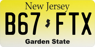 NJ license plate B67FTX