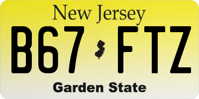 NJ license plate B67FTZ