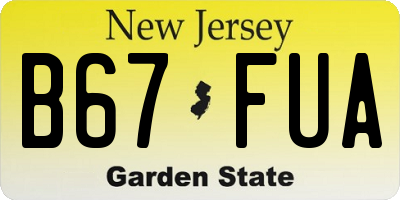 NJ license plate B67FUA