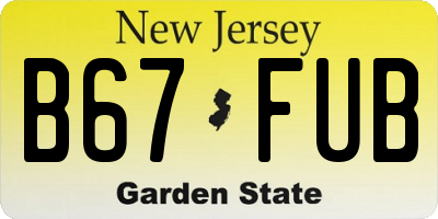 NJ license plate B67FUB