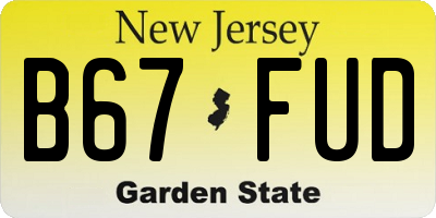 NJ license plate B67FUD