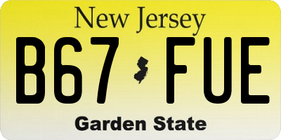 NJ license plate B67FUE