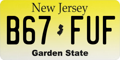 NJ license plate B67FUF
