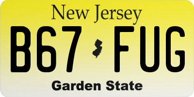 NJ license plate B67FUG