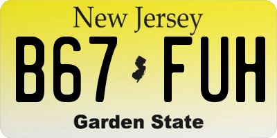 NJ license plate B67FUH