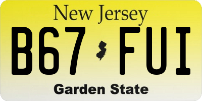 NJ license plate B67FUI