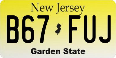 NJ license plate B67FUJ