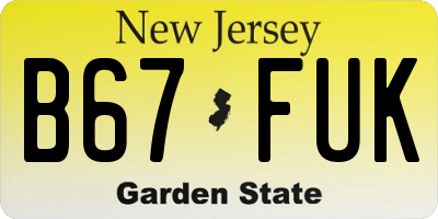 NJ license plate B67FUK