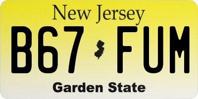 NJ license plate B67FUM
