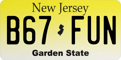 NJ license plate B67FUN