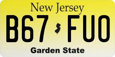 NJ license plate B67FUO