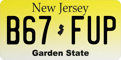 NJ license plate B67FUP
